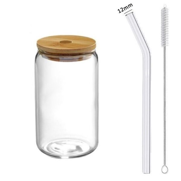 Glass Cup With Lid And Straw Transparent Bubble - Image 4