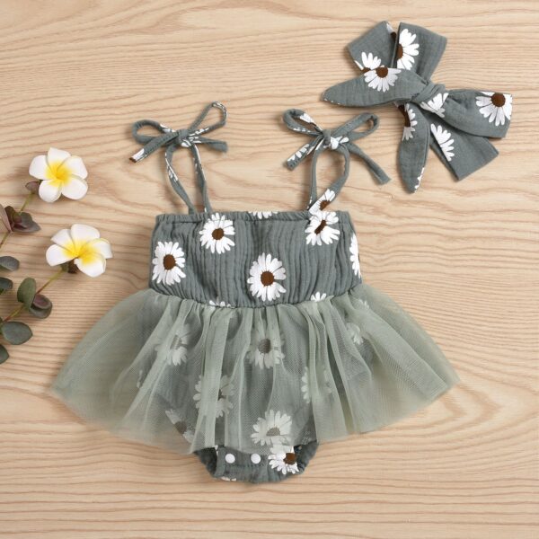 Infant Lace-up Mesh Triangle Romper Daisy