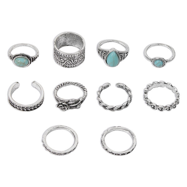 Turquoise 10 Piece Set Joint Combination Ring - Image 9