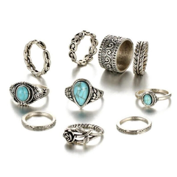 Turquoise 10 Piece Set Joint Combination Ring - Image 10